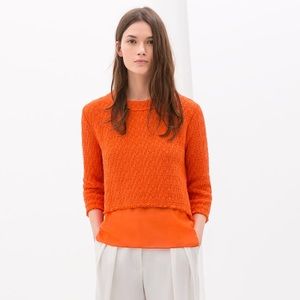 Zara Layered Knit Top with Sheer Underlay